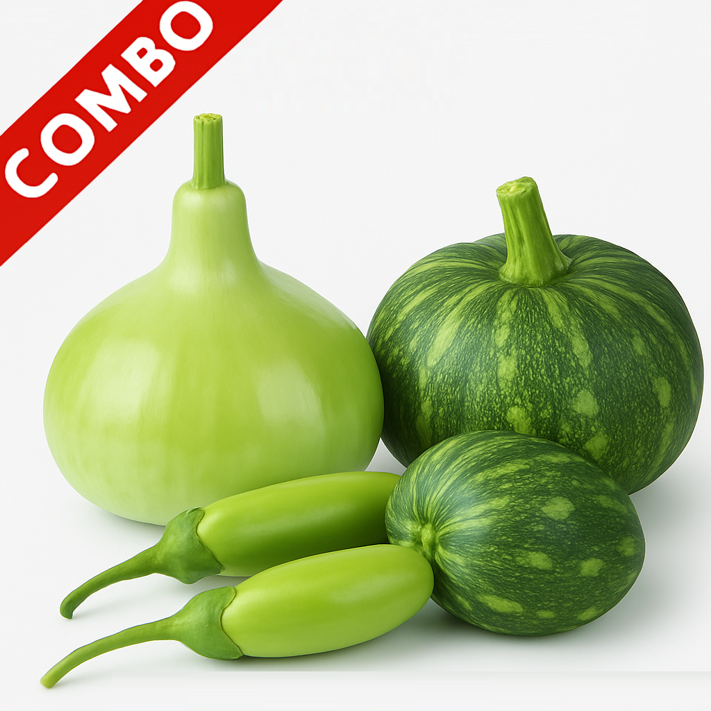 Summer Vegetable Pack-2 (Brinjal Green Long, Bottle Gourd Round, Pumpkin)